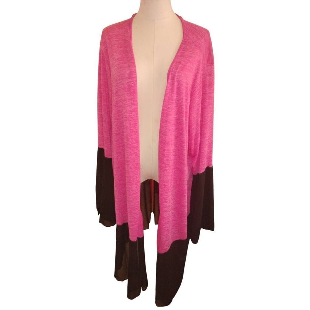 Open Front Plus Size Chiffon Trimmed Cardigan Size 3X HOST PICK